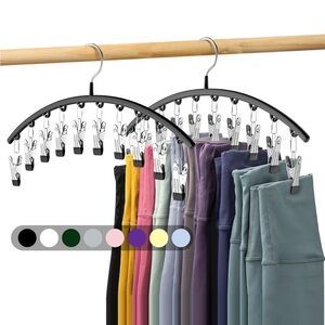 Metal Hangers Legging Organizer for Closet 2 Pack w/10 Clips Holds 20 Leggings